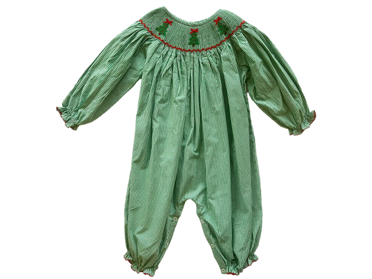 Holiday Trees Long Romper-Girl  - Doodlebug's Children's Boutique