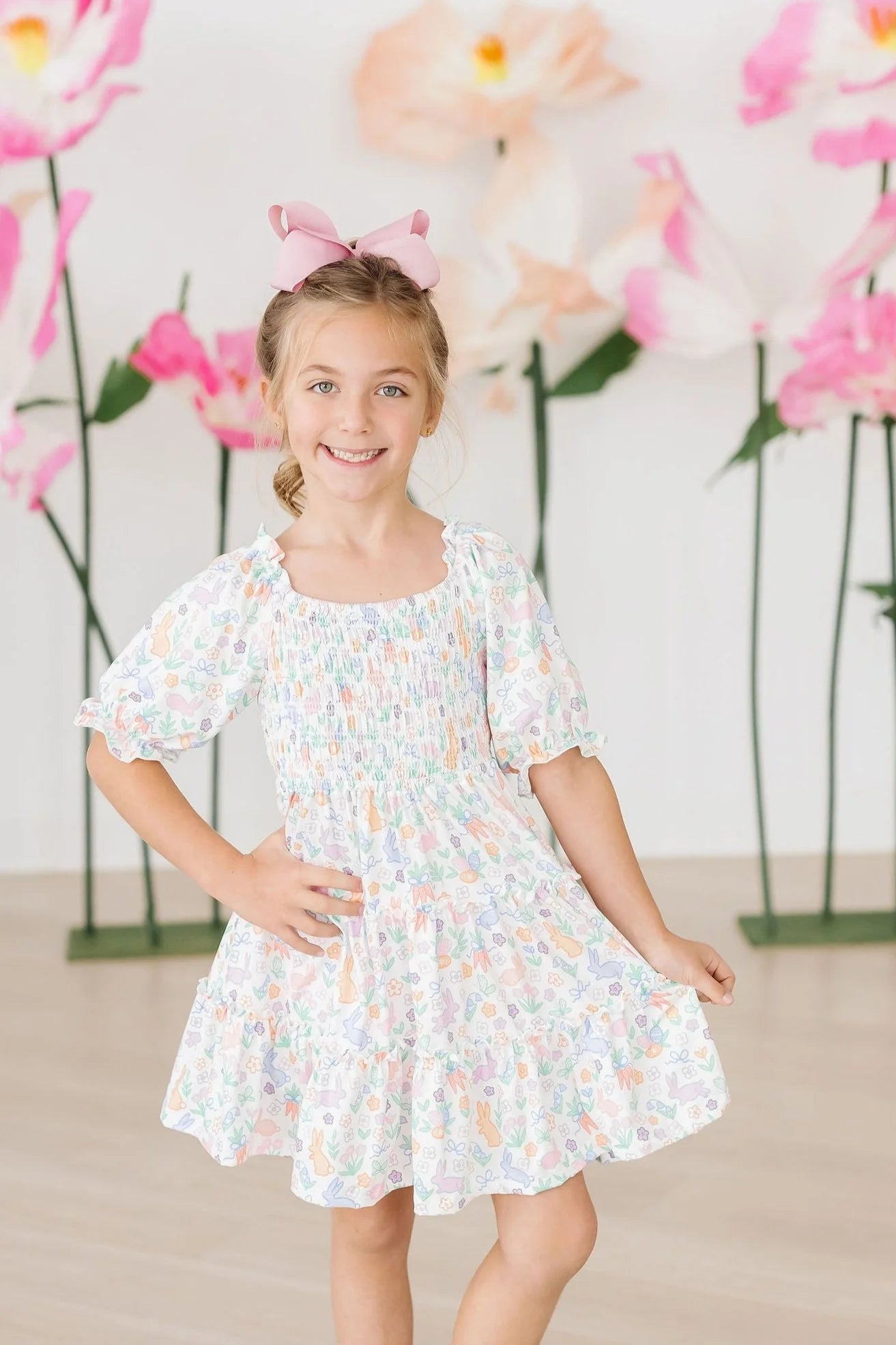 Hoppy Easter Smocked Ruffle Dress - Doodlebug's Children's Boutique