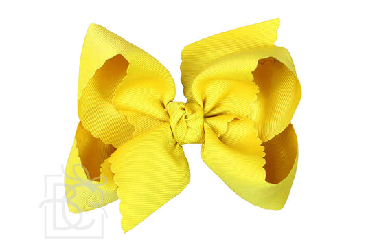 XL Scalloped Edge Bow in Bright Yellow - Doodlebug's Children's Boutique