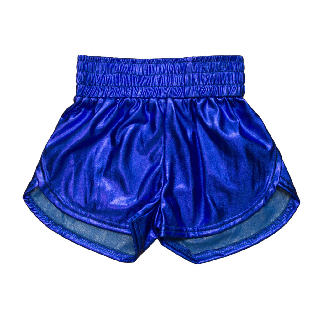 Royal Blue Metallic Shorts - Doodlebug's Children's Boutique