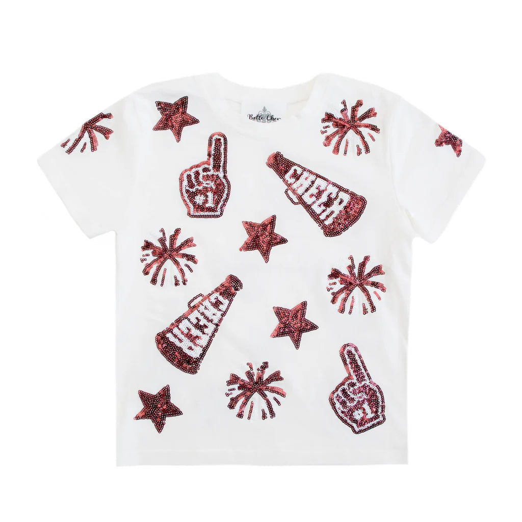 Maroon Cheer Sequin Tee - Doodlebug's Children's Boutique