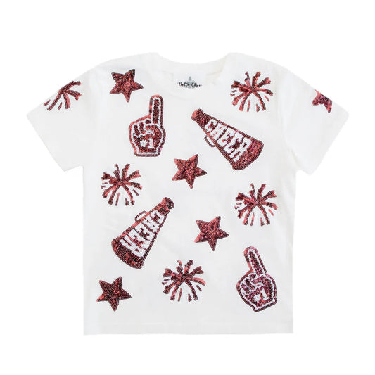 Maroon Cheer Sequin Tee - Doodlebug's Children's Boutique