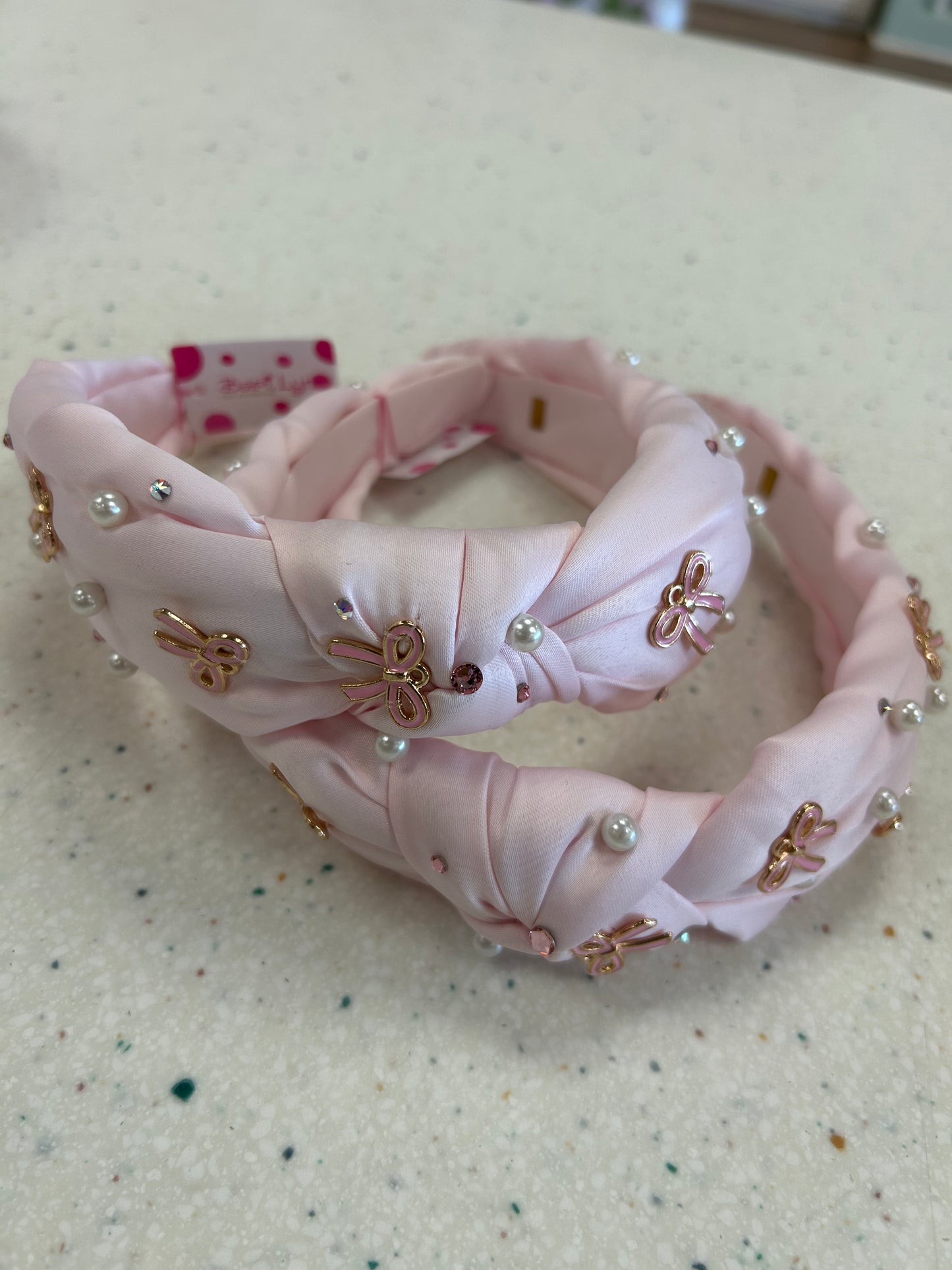 Pink Bows & Pearls Jeweled Headband - Doodlebug's Children's Boutique