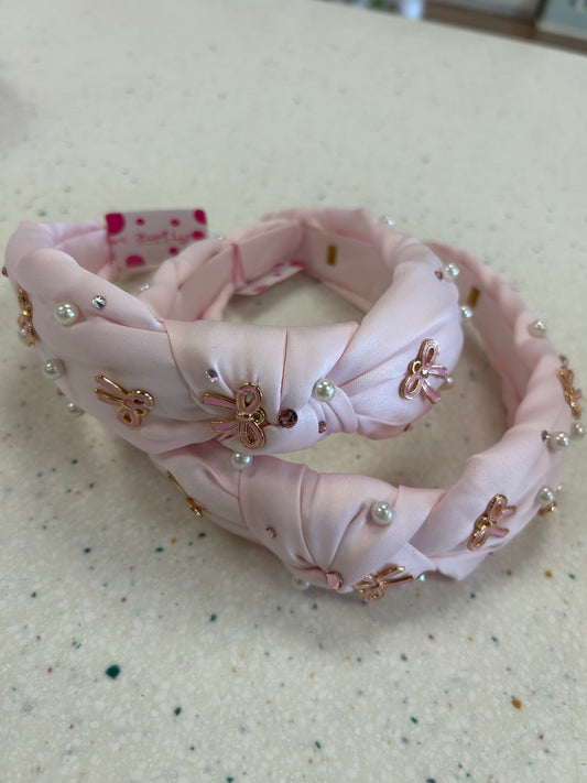 Pink Bows & Pearls Jeweled Headband - Doodlebug's Children's Boutique