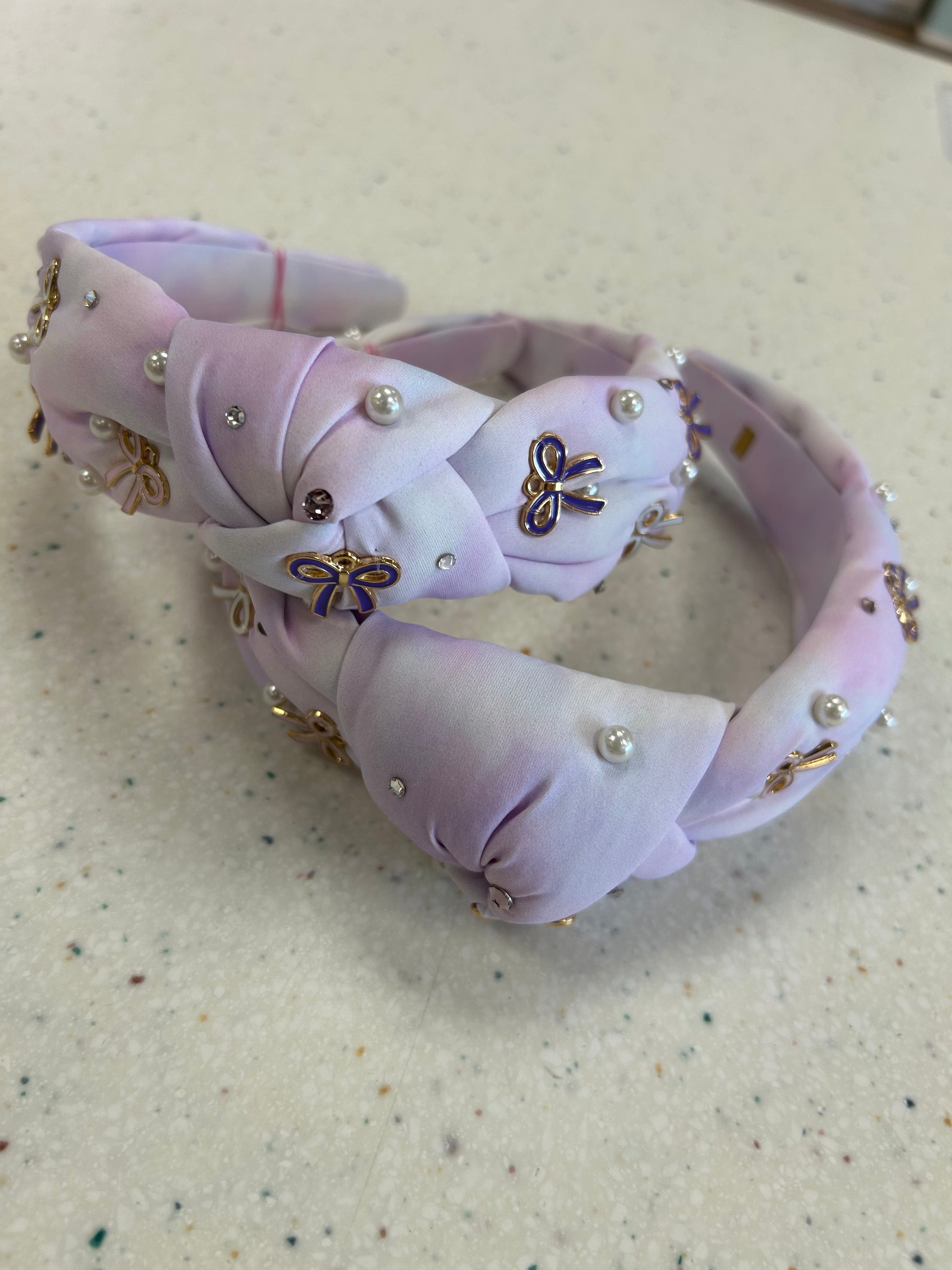 Purple Bows & Pearls Jeweled Headband - Doodlebug's Children's Boutique