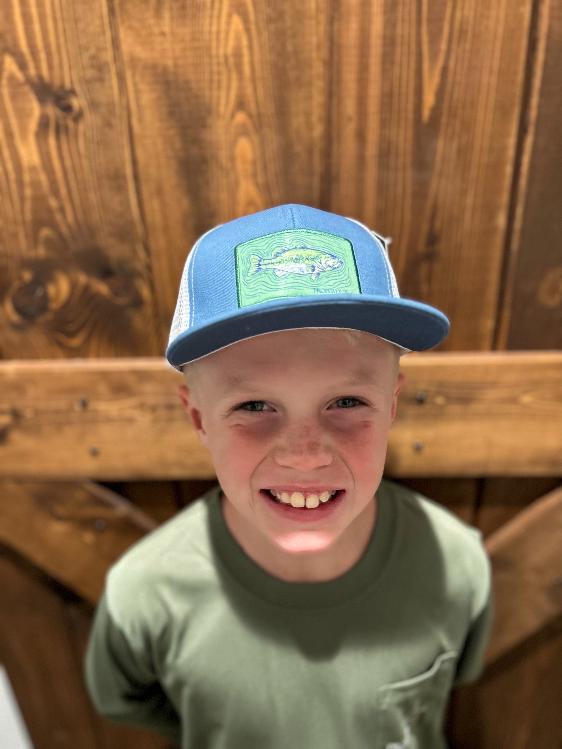 Youth Trucker Hat with Spotted Bass  - Doodlebug's Children's Boutique