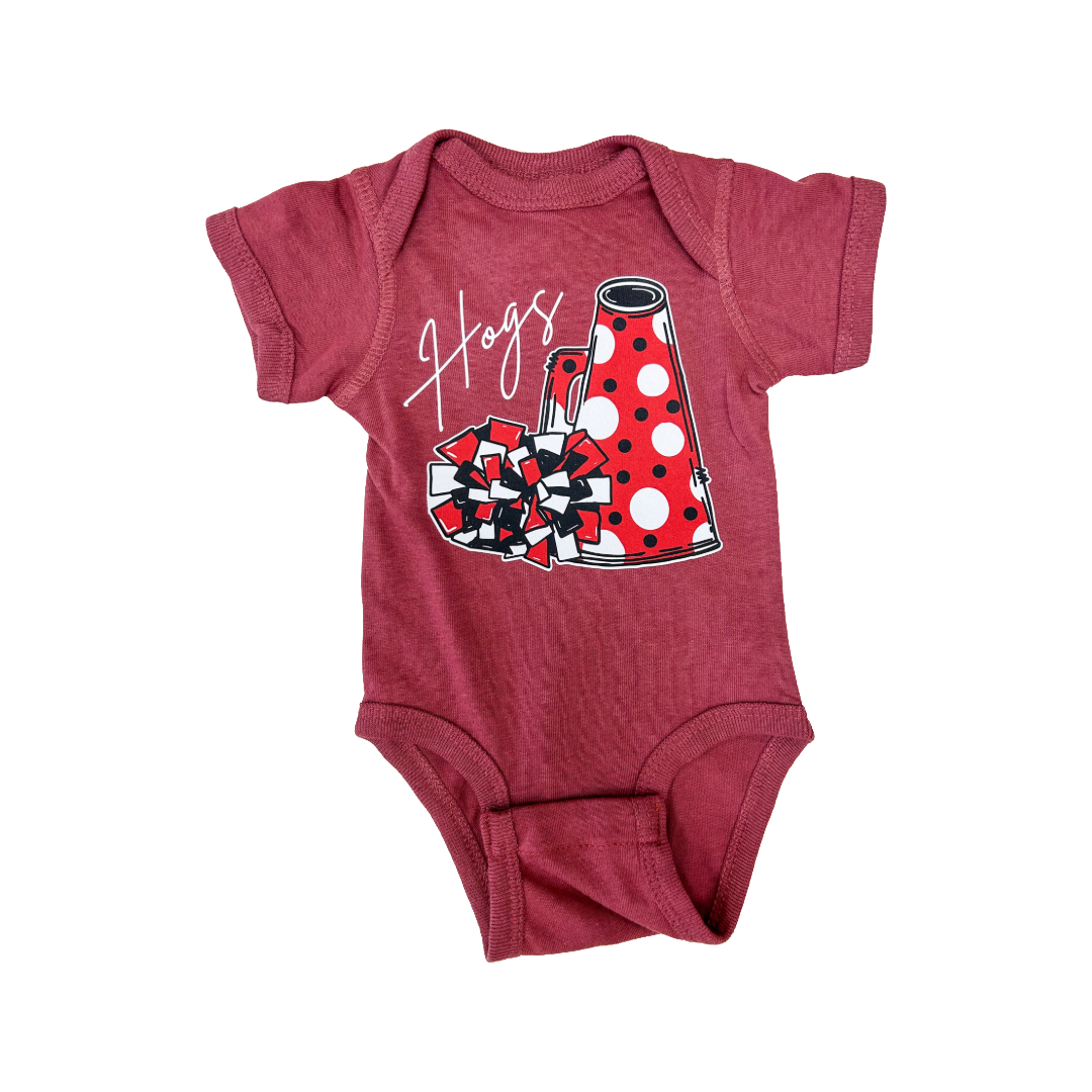 Hogs Polka Dot Pom Onesie - Doodlebug's Children's Boutique