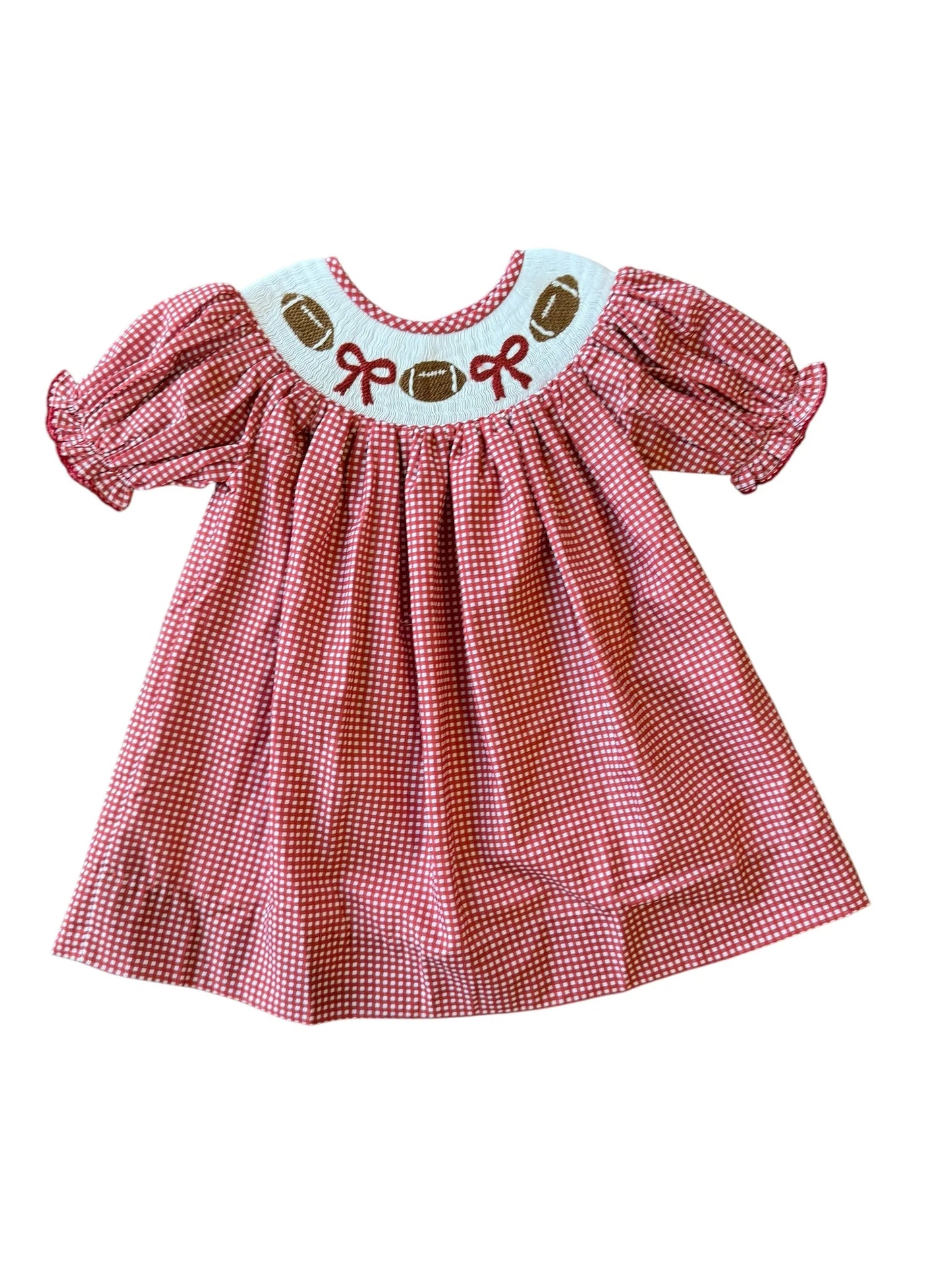 Crimson Gingham Football Kate Dress - Doodlebug's Children's Boutique