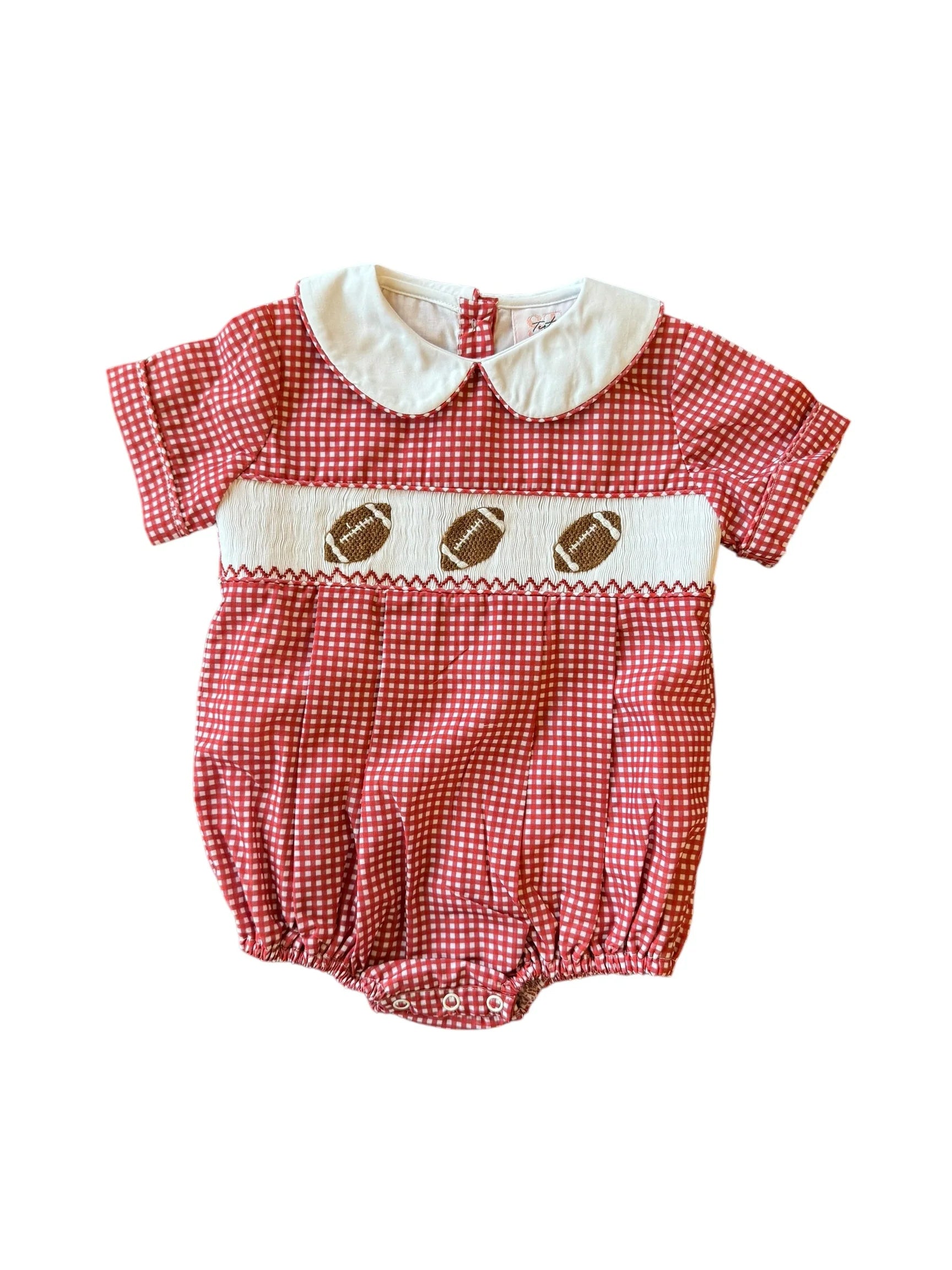 Crimson Gingham Football Noah Bubble - Doodlebug's Children's Boutique
