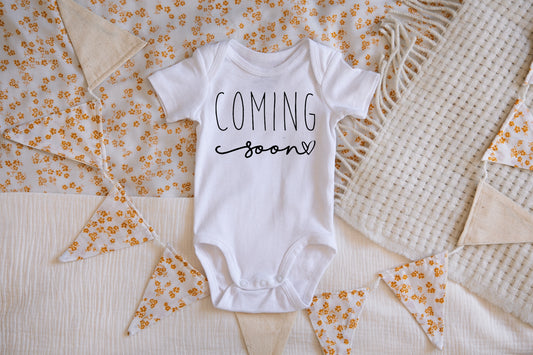 Coming Soon Pregnancy Announcement Onesie  - Doodlebug's Children's Boutique