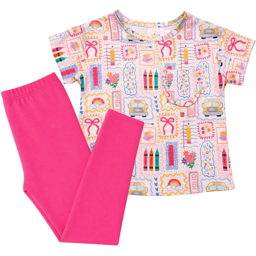 Art Class Ruffle Pocket Tee & Leggings Set - Doodlebug's Children's Boutique