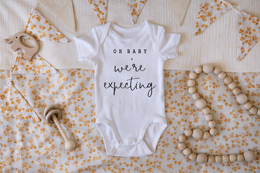 Oh Baby We're Expecting Pregnancy Announcement Onesie  - Doodlebug's Children's Boutique