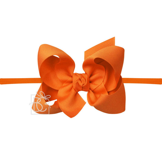 Nylon Headband with Large Bow in Orange  - Doodlebug's Children's Boutique