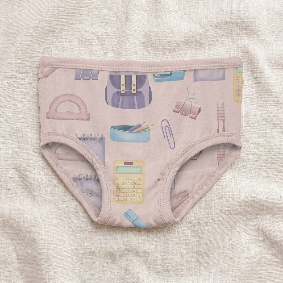 Print Girl's Underwear in Shrinking Violet Schoolgirl - Doodlebug's Children's Boutique