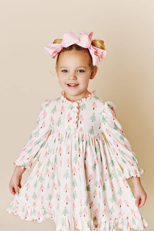 Pink Christmas Tree Night Gown  - Doodlebug's Children's Boutique