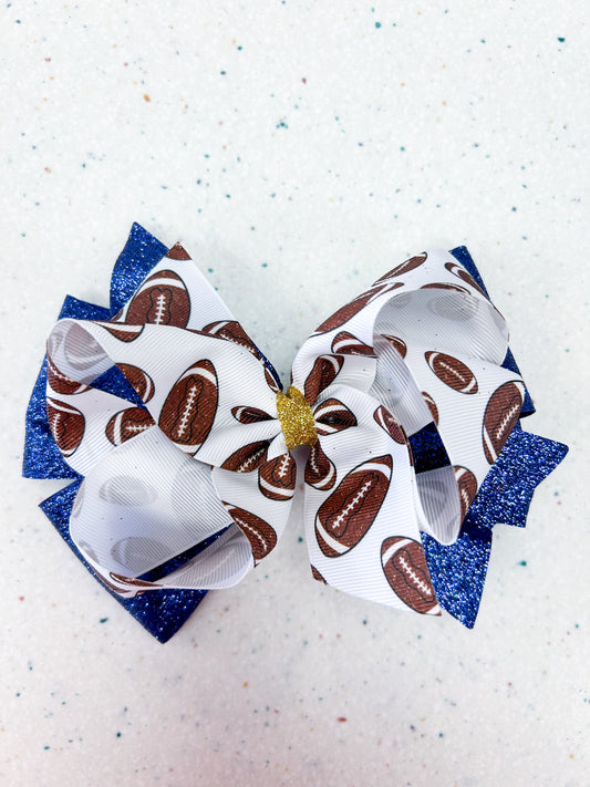 Lakeside Rams Football Layered Bow with Glitter - Doodlebug's Children's Boutique
