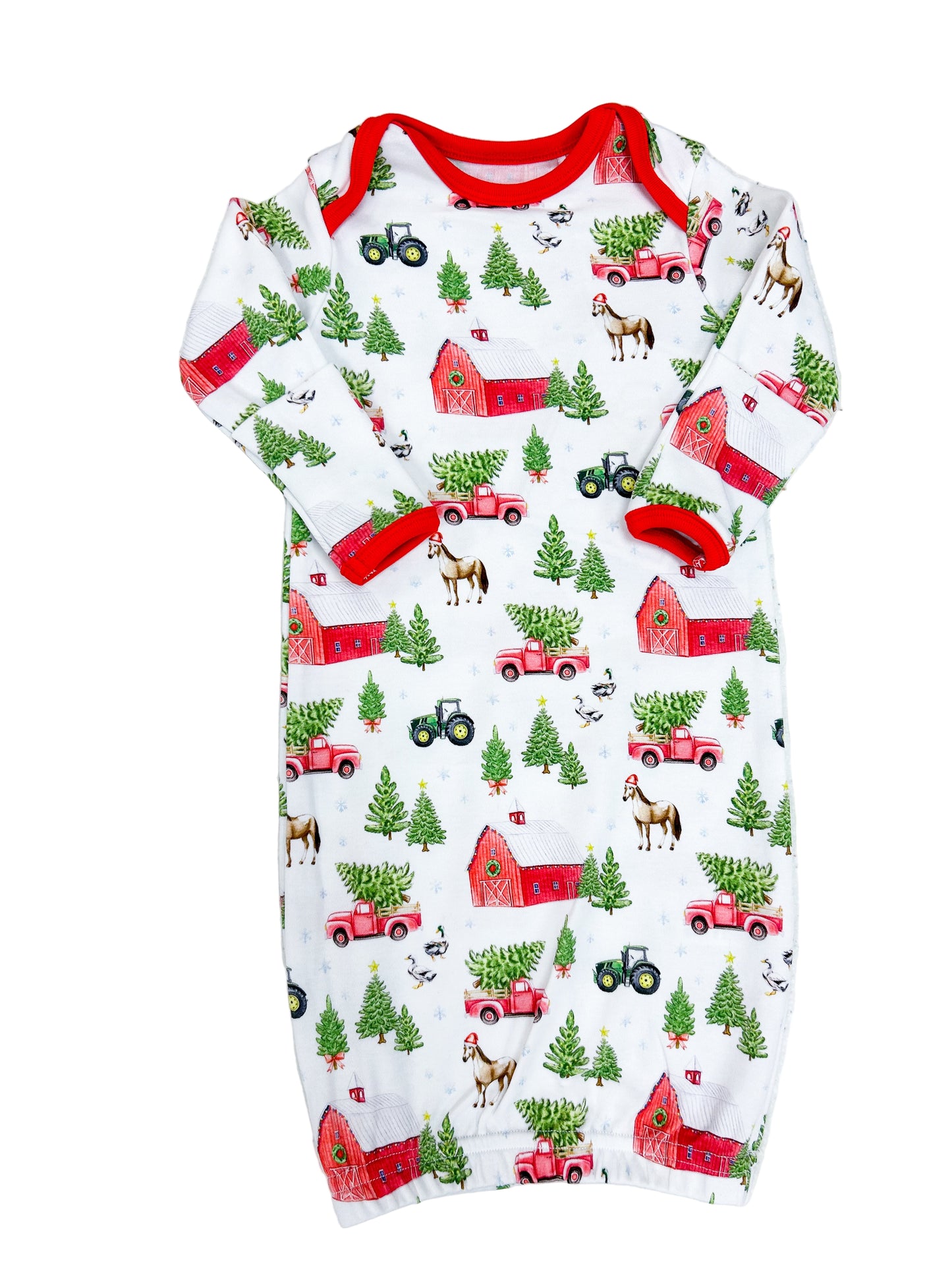 Christmas Tree Farm Organic Cotton Gown - Doodlebug's Children's Boutique