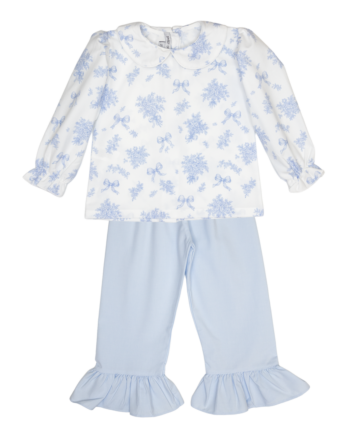 Evie Blue Floral Ruffle Pants Set