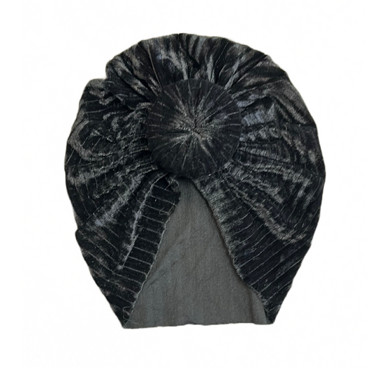 Ribbed Velvet Turban in Black  - Doodlebug's Children's Boutique