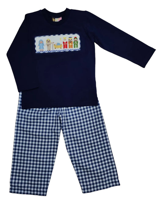 Nativity Smocked Pants Set  - Doodlebug's Children's Boutique