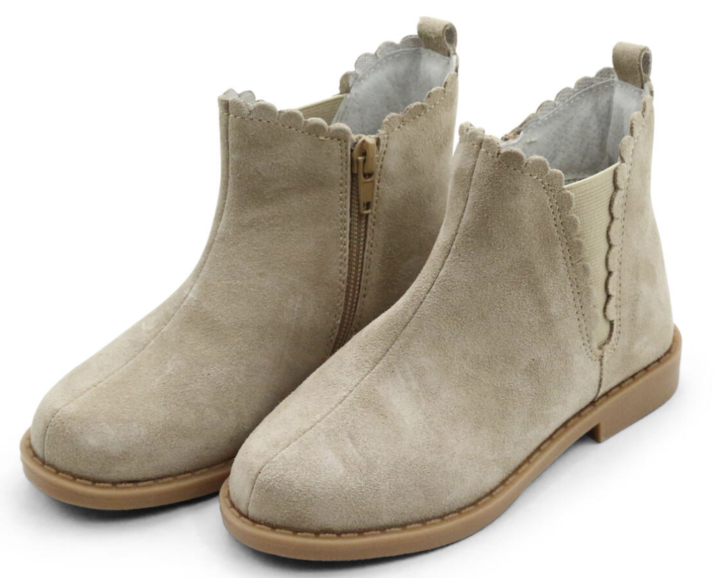 Nicola Scalloped Chelsea Boot in Sand  - Doodlebug's Children's Boutique