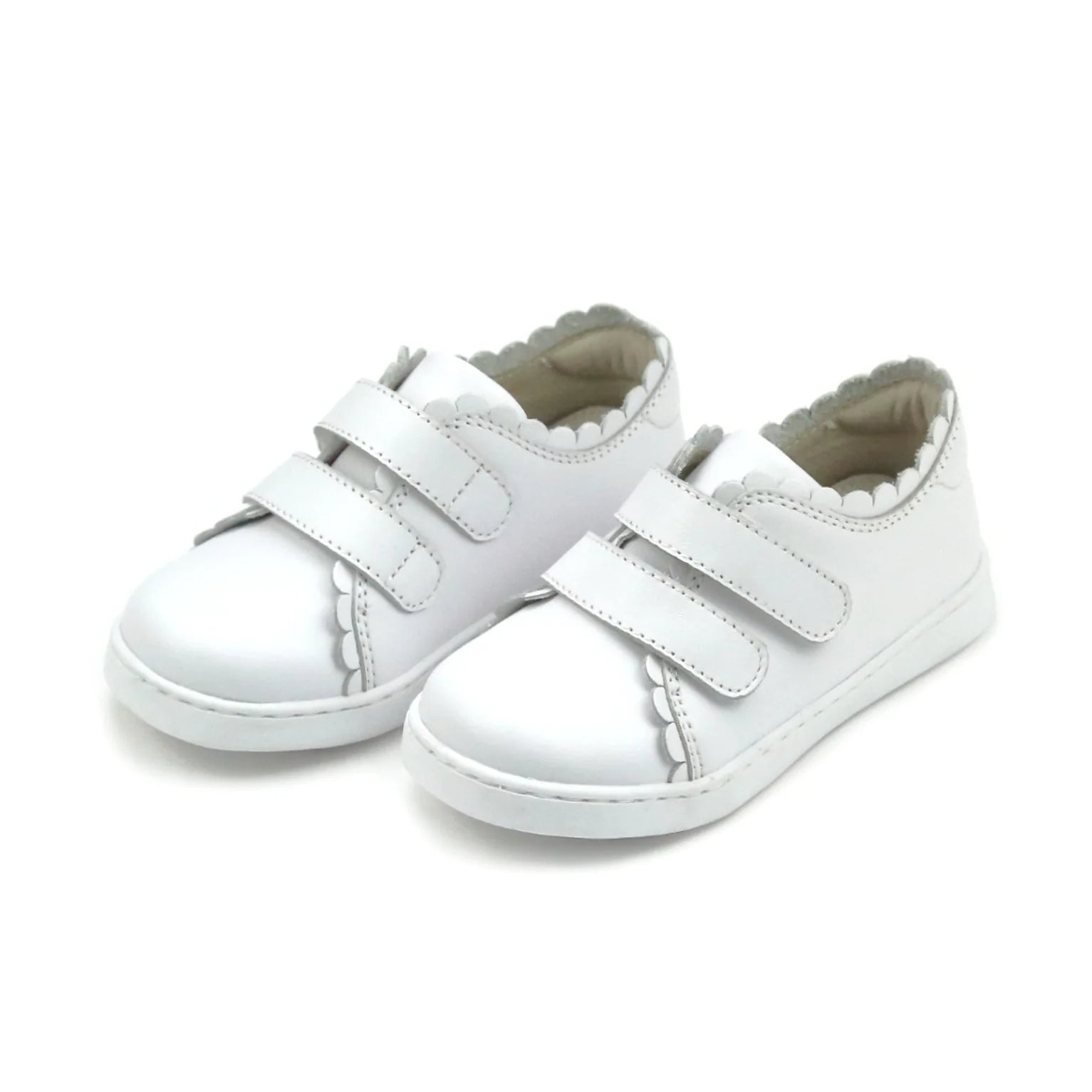 Caroline Scalloped Sneaker in White  - Doodlebug's Children's Boutique