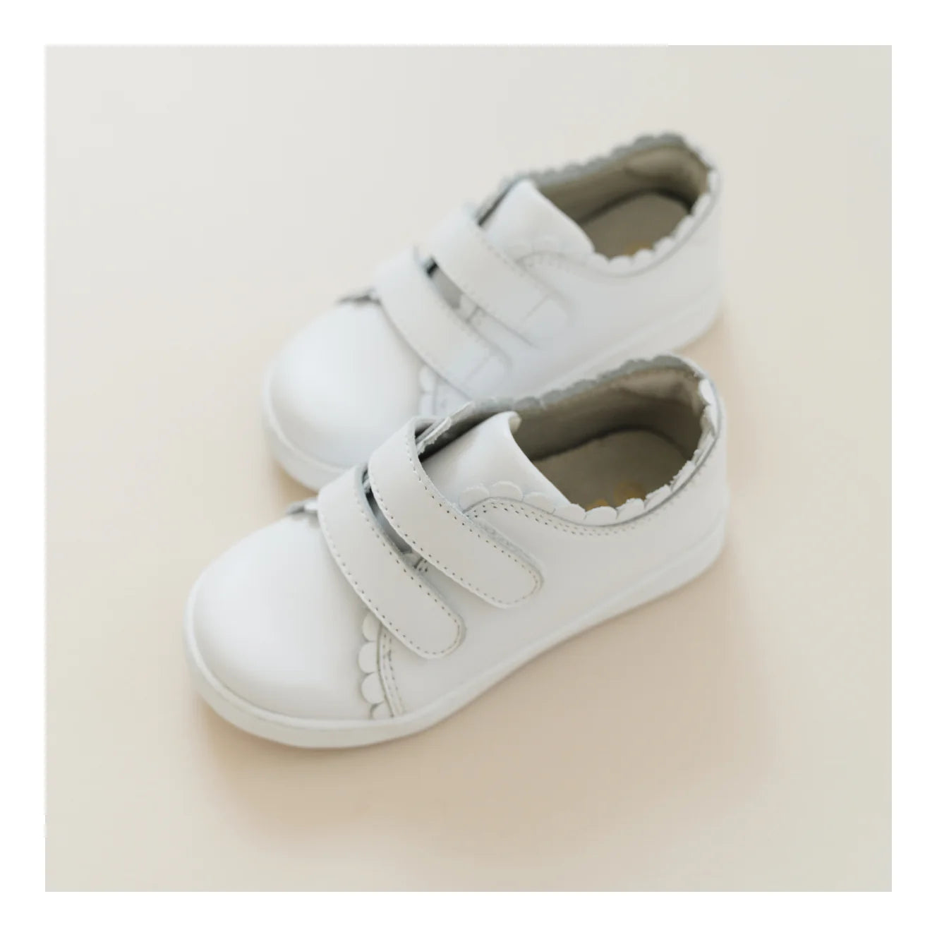 Caroline Scalloped Sneaker in White  - Doodlebug's Children's Boutique