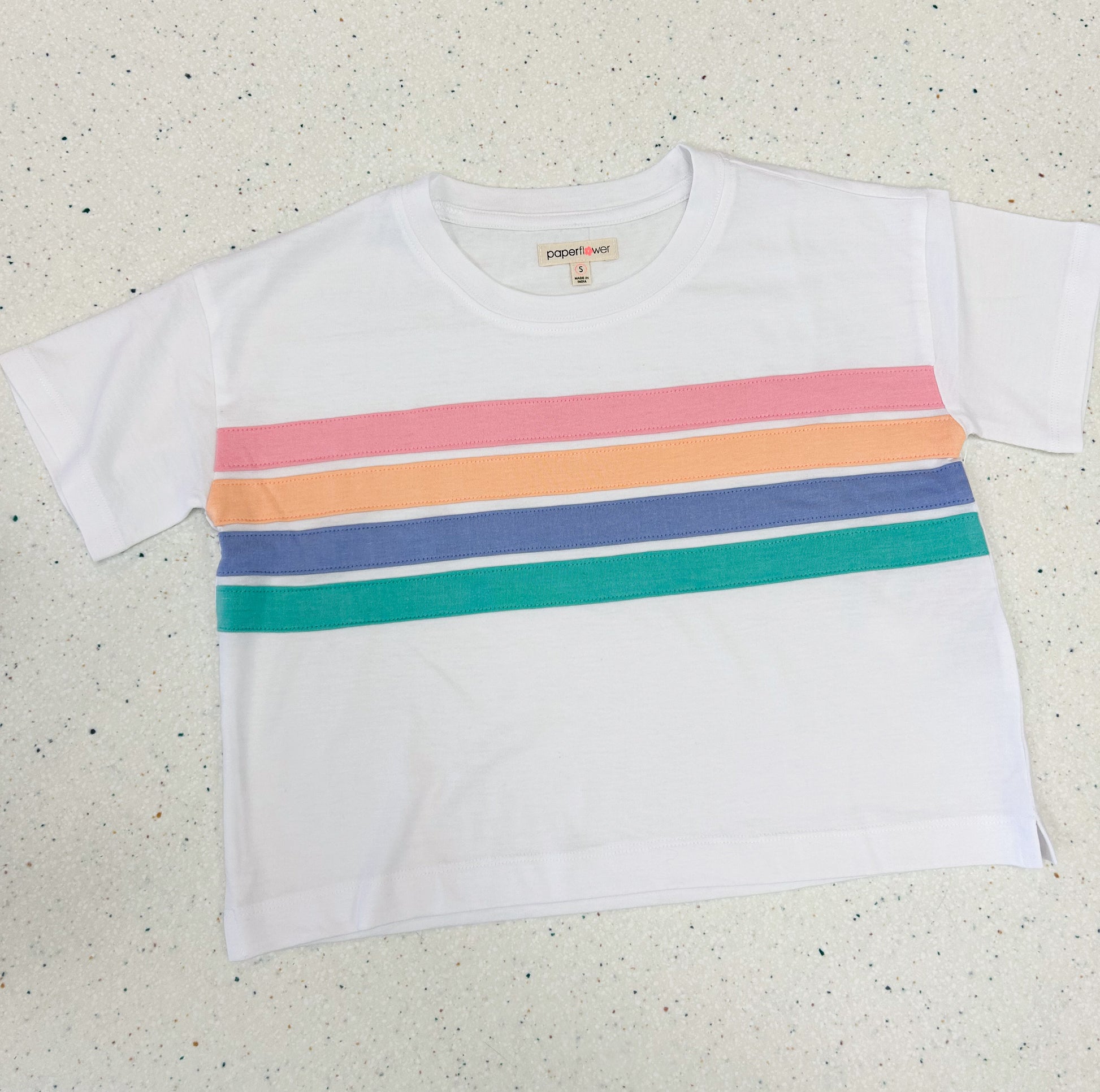 Applique Rainbow Stripe Tee  - Doodlebug's Children's Boutique