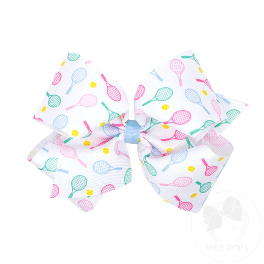 King Tennis Racket Print Bow - Doodlebug's Children's Boutique