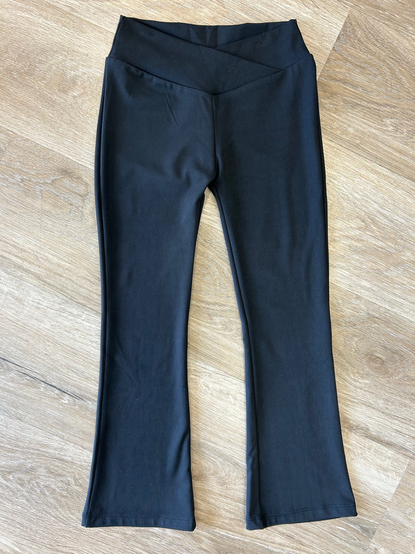 Youth Envelope Waist Flared Legging in Black - Doodlebug's Children's Boutique