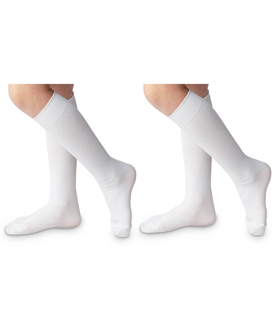 Two Pack Nylon Knee High Socks in White - Doodlebug's Children's Boutique