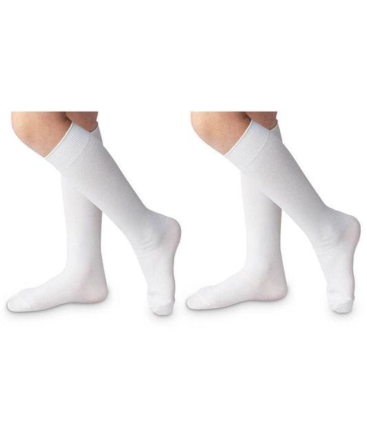 Two Pack Nylon Knee High Socks in White - Doodlebug's Children's Boutique