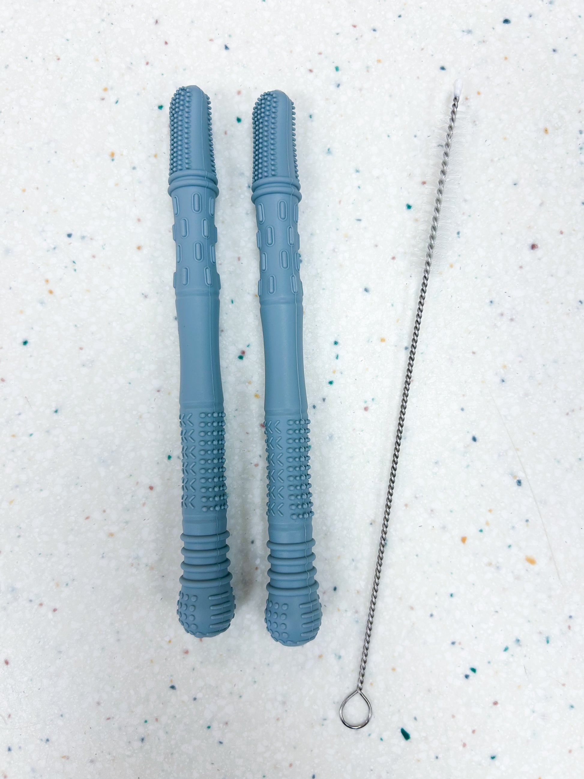 Neuvo Silicone Teething Tube Set in Slate - Doodlebug's Children's Boutique