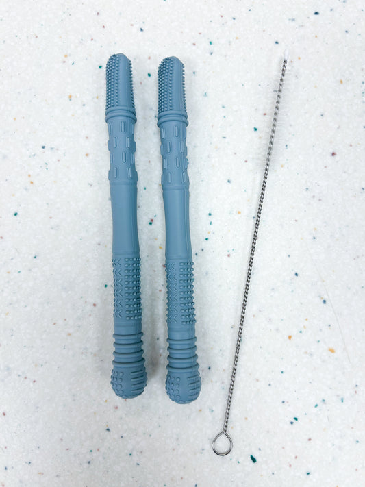 Neuvo Silicone Teething Tube Set in Slate - Doodlebug's Children's Boutique