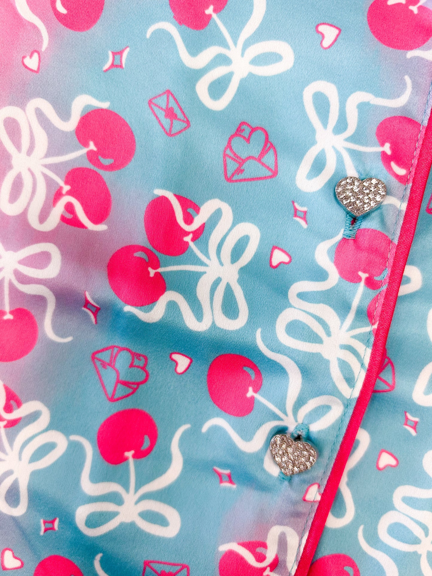 Cherries Short Sleeve Satin Pajama Set - Doodlebug's Children's Boutique