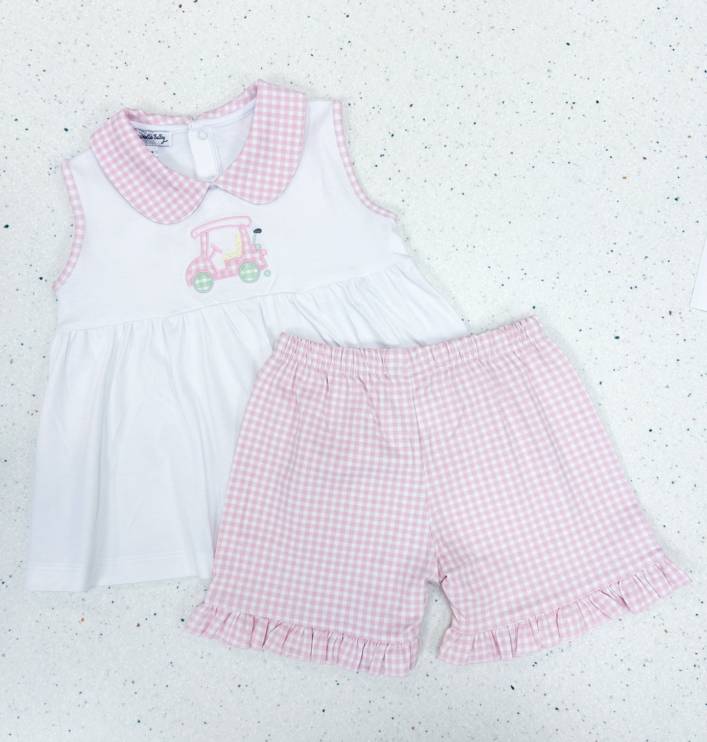 Little Caddie Pink Applique Ruffle Shorts Set  - Doodlebug's Children's Boutique