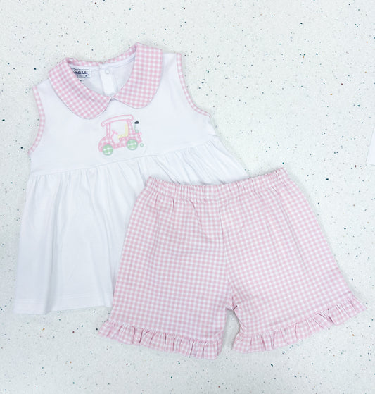 Little Caddie Pink Applique Ruffle Shorts Set  - Doodlebug's Children's Boutique