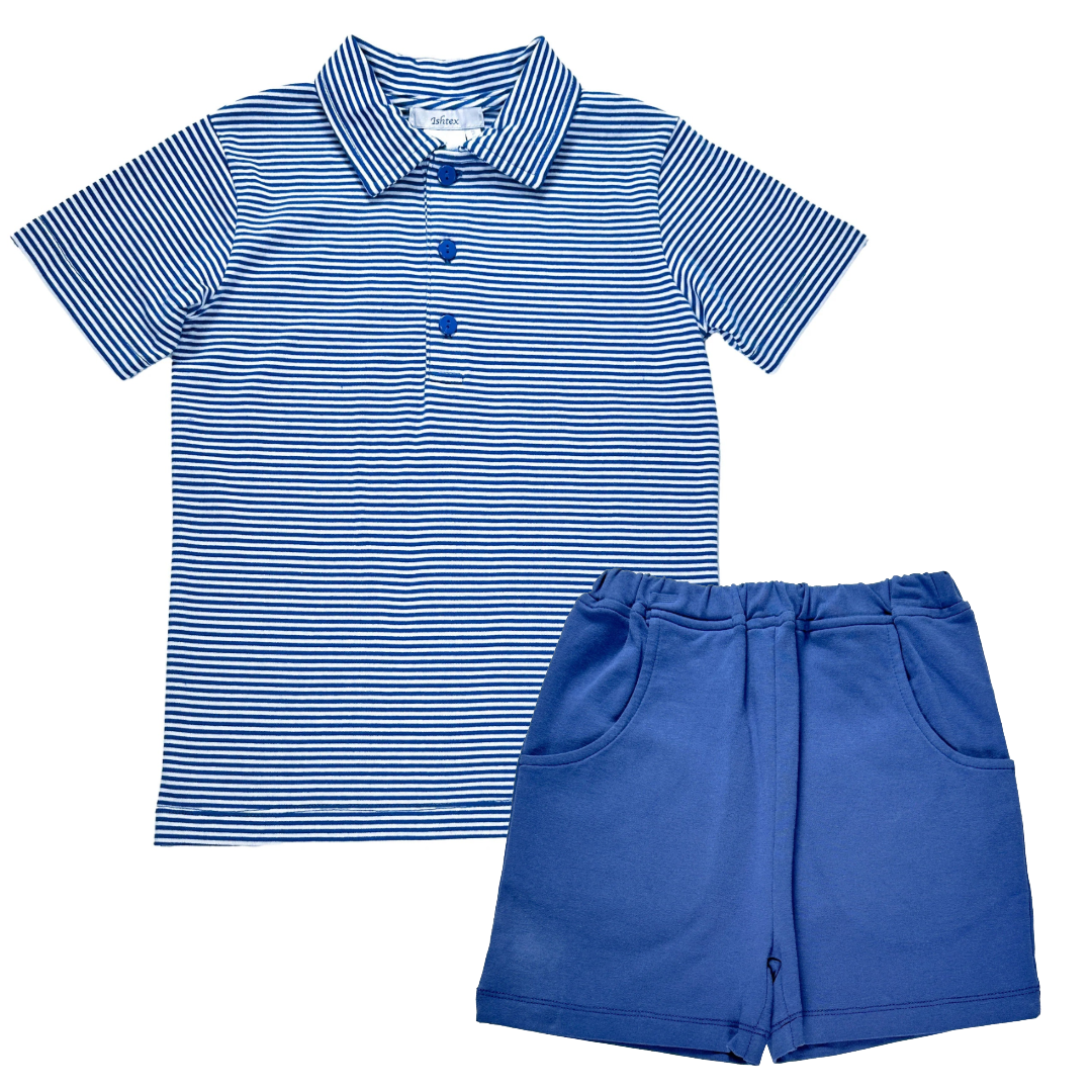 Navy Stripe Shorts Set - Doodlebug's Children's Boutique