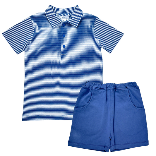 Navy Stripe Shorts Set - Doodlebug's Children's Boutique