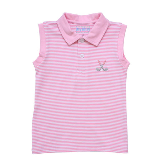 Polo Tank in Light Pink Golf  - Doodlebug's Children's Boutique