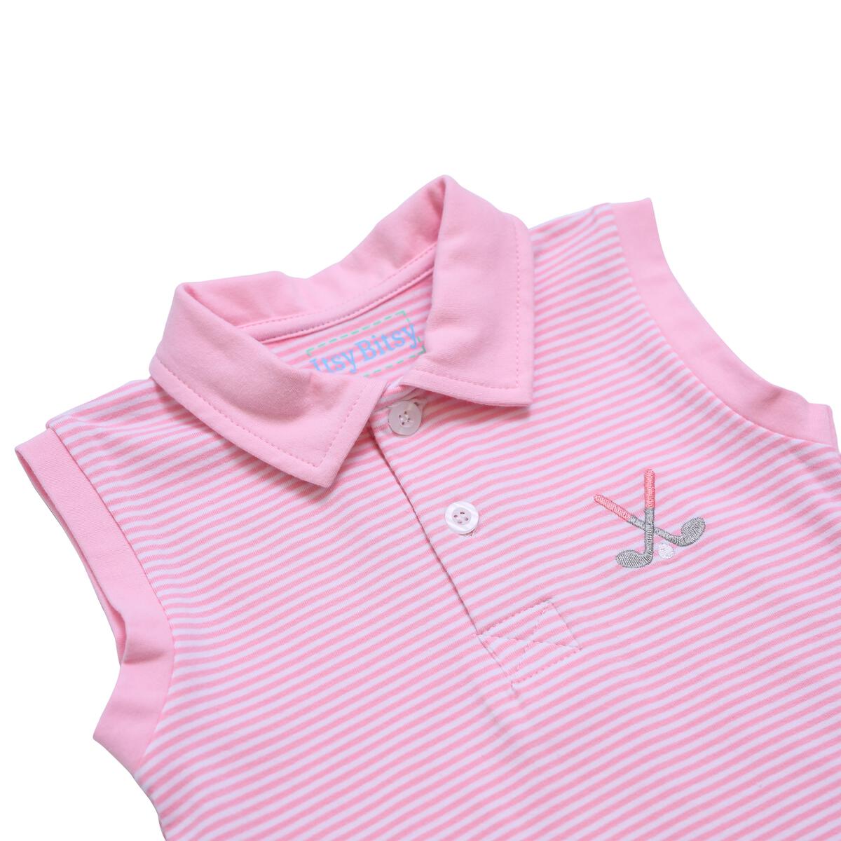 Polo Tank in Light Pink Golf  - Doodlebug's Children's Boutique