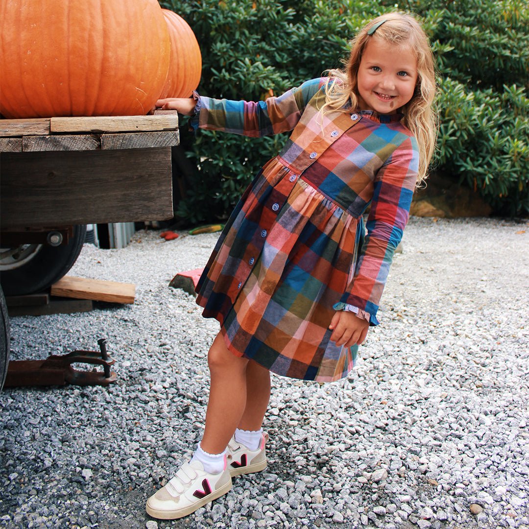 Autumn Dress in Harvest Check - Doodlebug's Children's Boutique