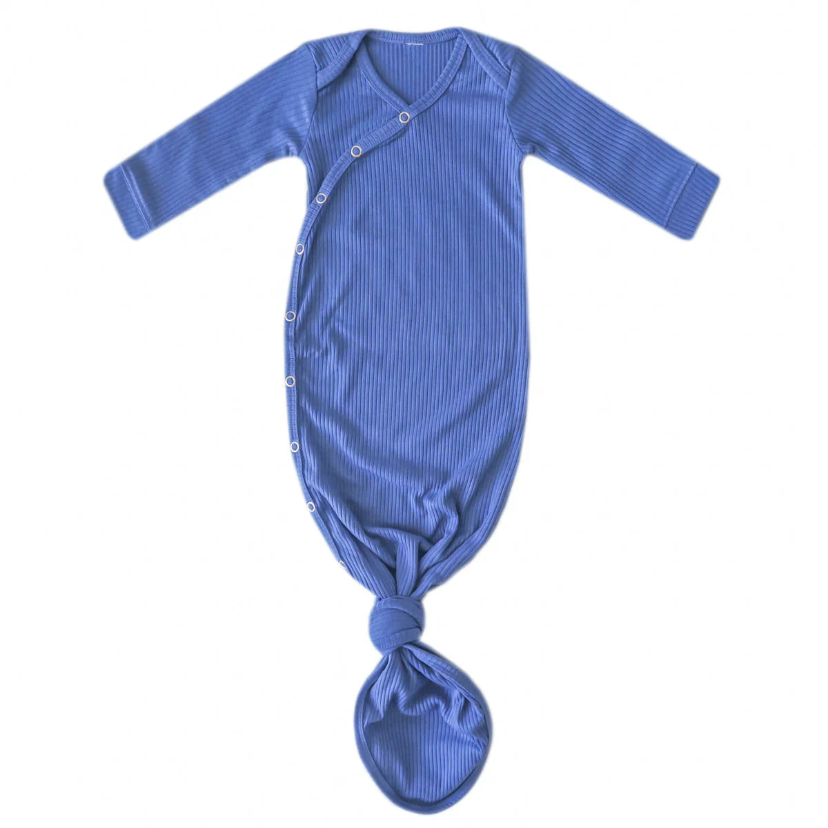 Indigo Rib Knit Knotted Gown  - Doodlebug's Children's Boutique