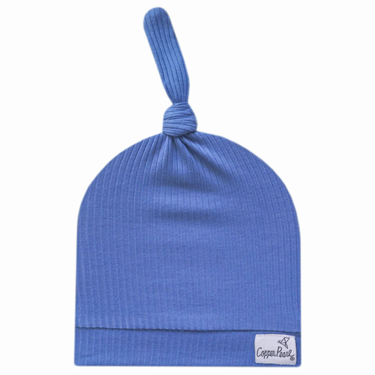 Indigo Rib Knit Top Knot Hat  - Doodlebug's Children's Boutique