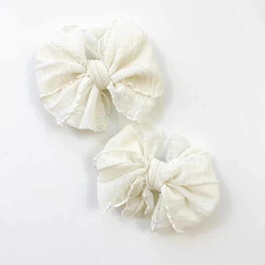 Ivory Ruffle Clip Set of Two  - Doodlebug's Children's Boutique