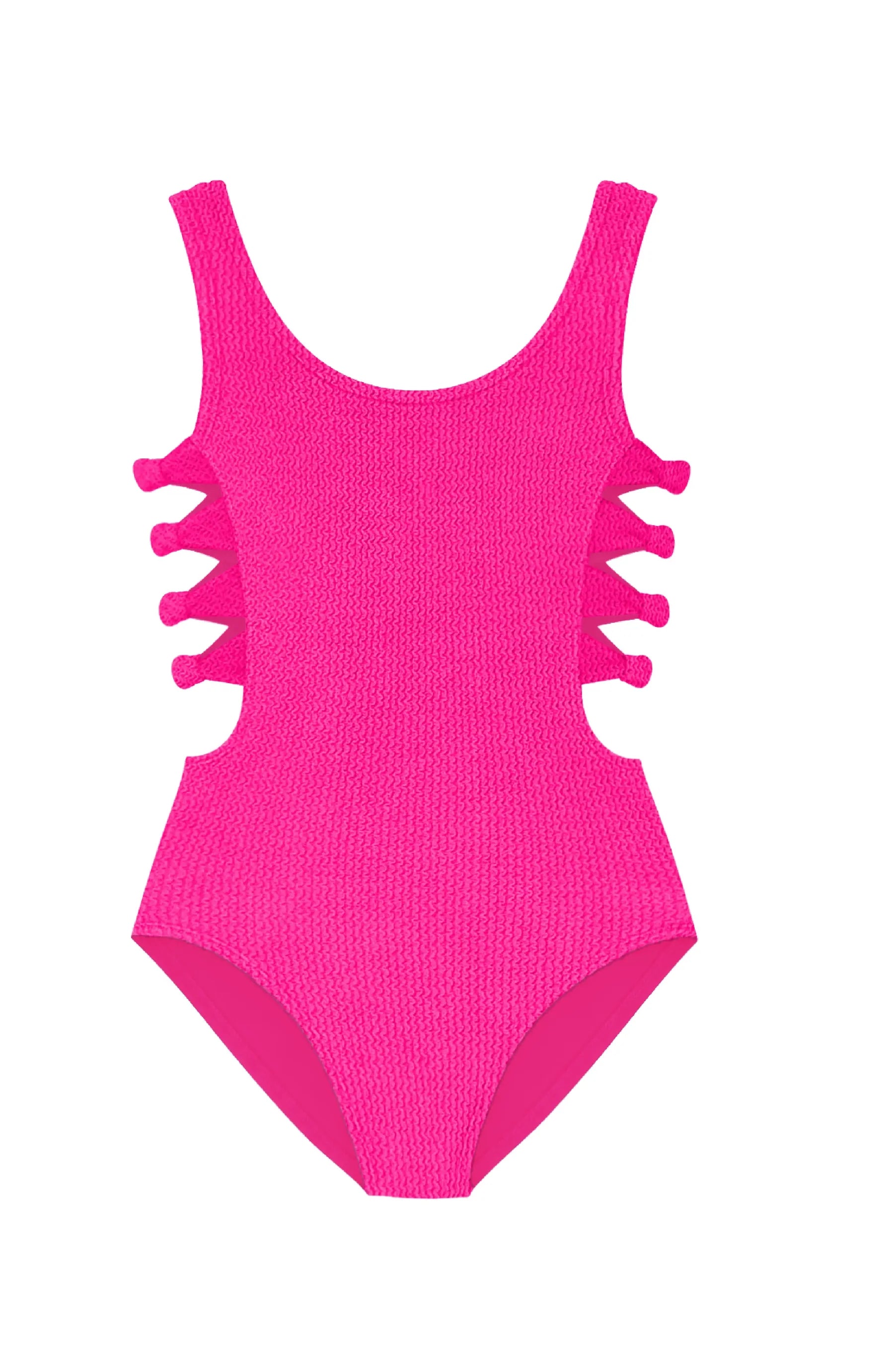 Fuchsia Layla Crinkle Bow Cutout One Piece Swimsuit - Doodlebug's Children's Boutique
