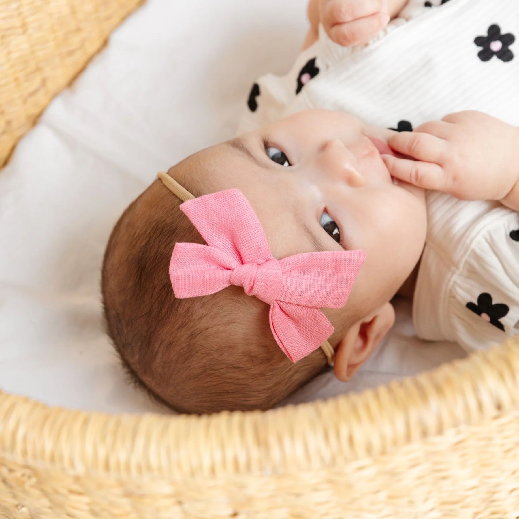 Baby Bow Headband in Peachy Pink  - Doodlebug's Children's Boutique