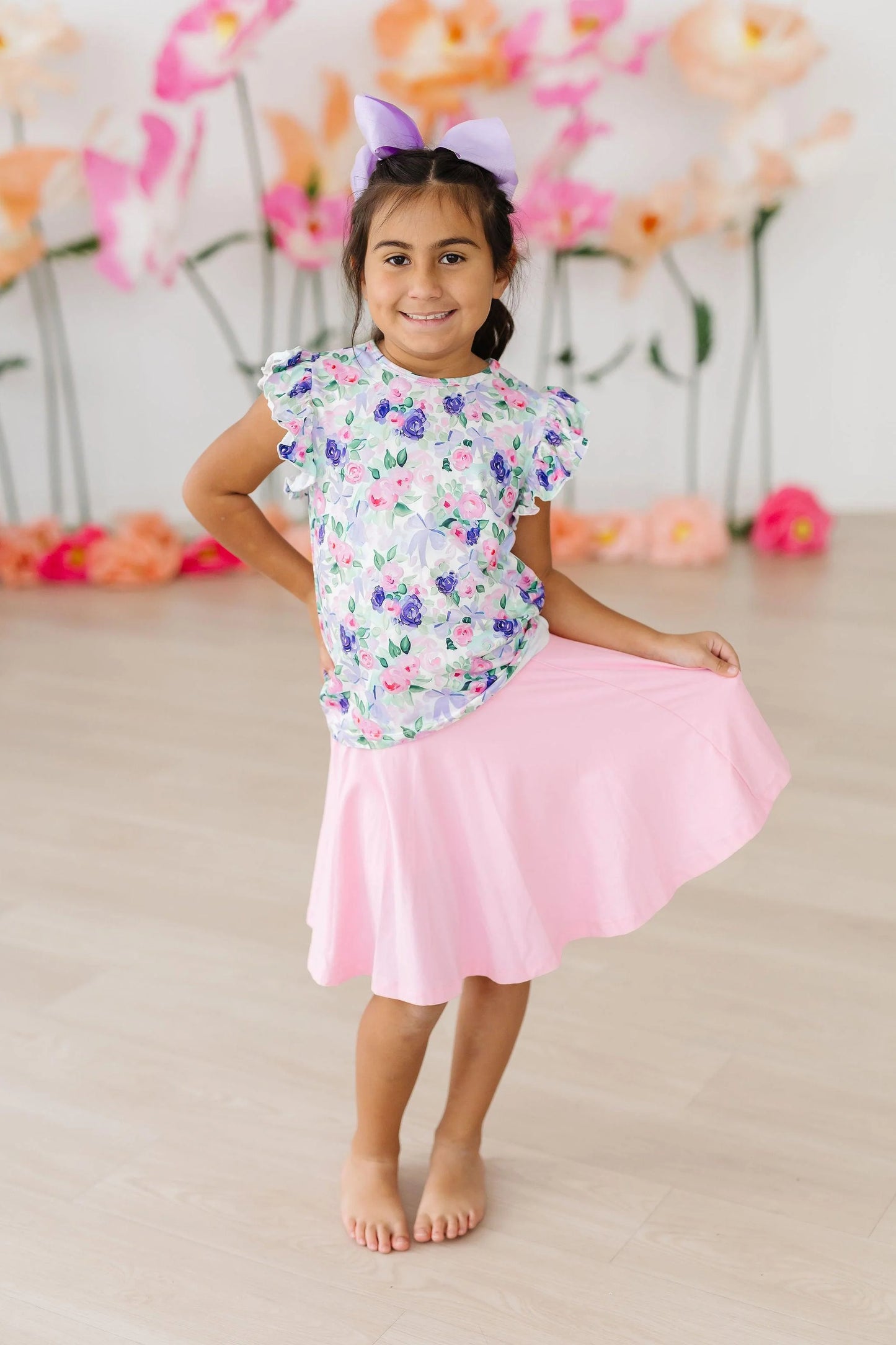 Lavender Love Short Sleeve Ruffle Tee - Doodlebug's Children's Boutique