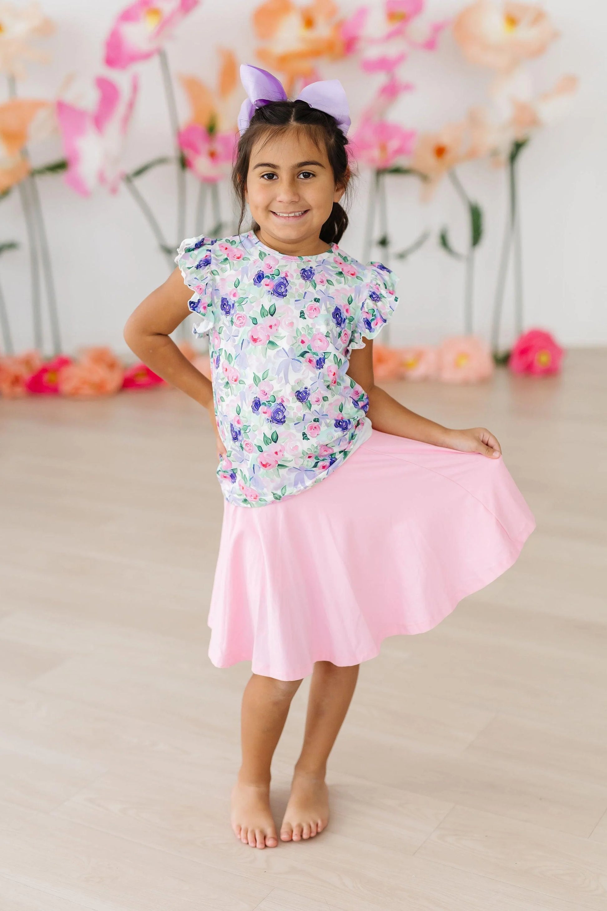 Lavender Love Short Sleeve Ruffle Tee - Doodlebug's Children's Boutique