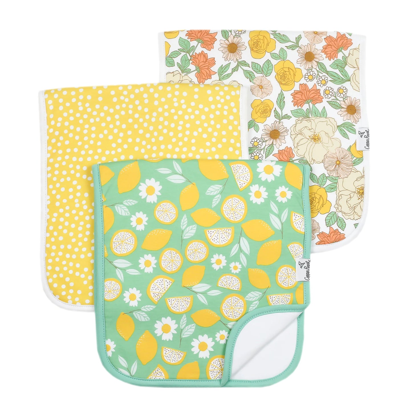 Lemon 3 Pack Burp Cloths  - Doodlebug's Children's Boutique